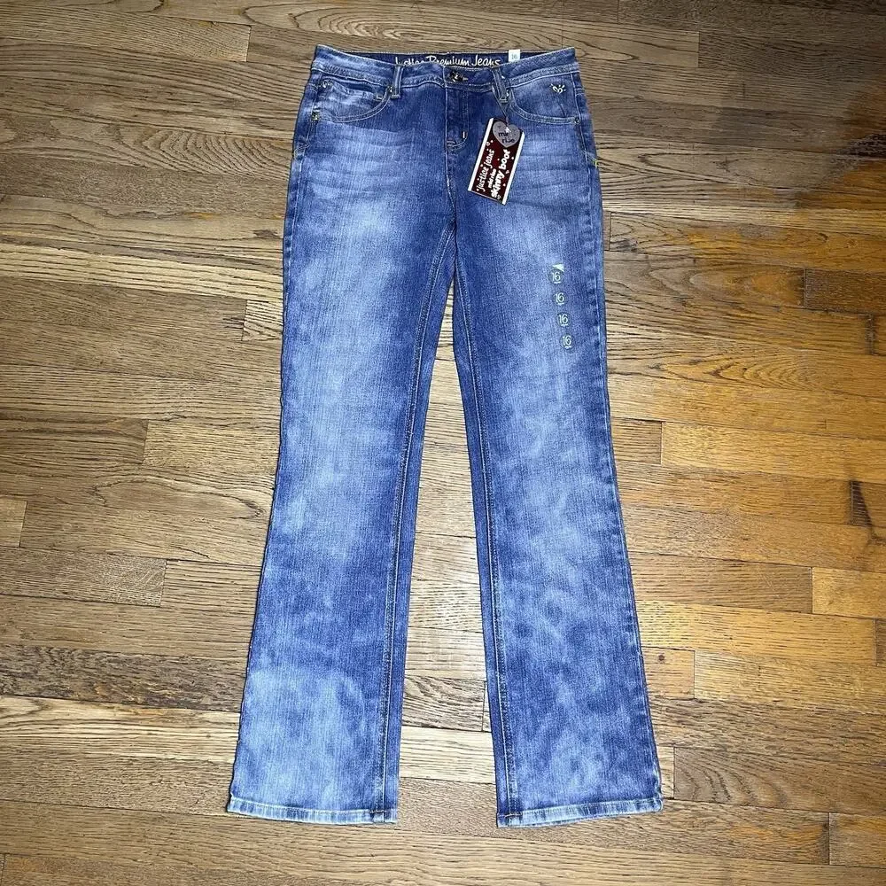 Girls Size 16 Skinny Bootcut Jeans Denim Blue Lot New MSRP $96 Justice Sonoma